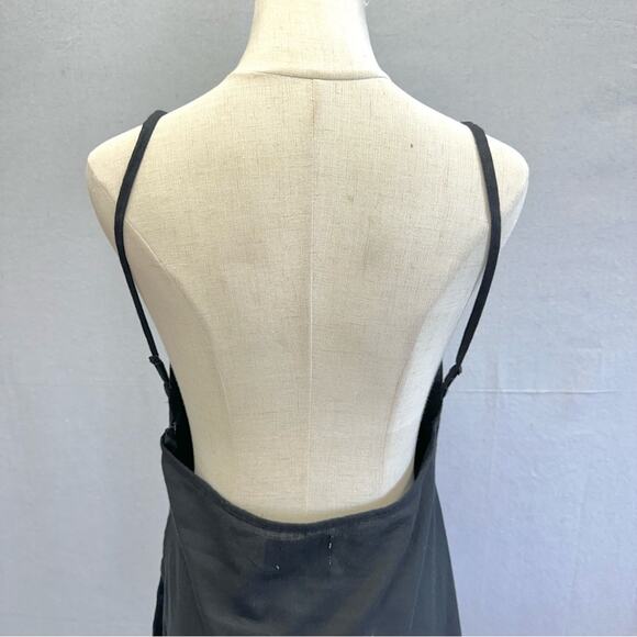 ASOS DESIGN Linen Square Neck Mini Slip Sundress In Black US size 8 Open Back - Picture 13 of 15